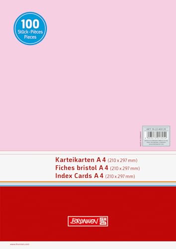 Brunnen 102240000 Index Card (A4 Plain, 100 Pieces A4 unliniert red