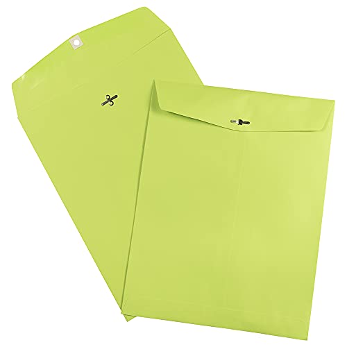 JAM PAPER 10 x 13 Open End Colored Envelopes with Clasp Closure - Ultra Lime Green - 100/Pack