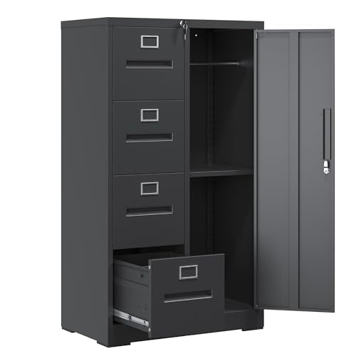 Metal Storage Vertical Filing Cabinet with Lock, 4-Drawer Steel File Locker