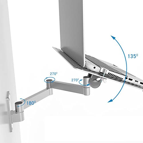 ZGFUSVFD Wall Mounted Laptop Stand, Multifunctional Adjustable Holder Wall Mount Foldable Laptop Holde Notebook Stand with Mouse Tray