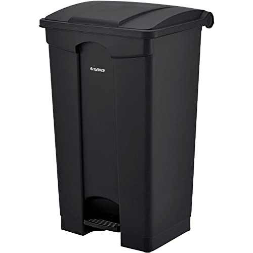 Global Industrial Indoor Rectangular Step On Trash Can with Flat Lid,