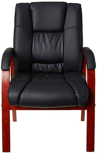 Boss Boss Office Products Mid Back Wood Finished Guest Chairs, Black/Cherry (B8999-C)