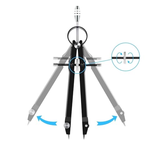 MENGKK Drafting Compasses Compass Compass Geometry Set with Lock Math and Precision Compass Metal and Durable for Solid and Plane Precis