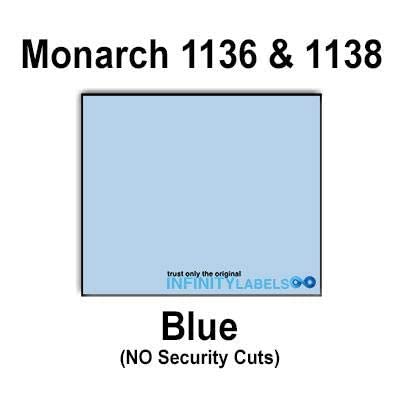 112,000 Monarch 1136/1138 Compatible Blue General Purpose Labels for Monarch 1136 and 1138 Price Guns. Full Case + 8 Ink Rollers. NO Security cuts.