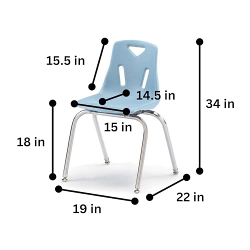 Berries Jonti-Craft 8148JC6131 Stacking Chairs with Chrome-Plated Legs, 18" Height, Coastal Blue, Pack of 6