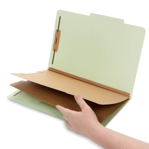 Blue Summit 10 Classification Folders, Legal, 2 Divider, Gray Green