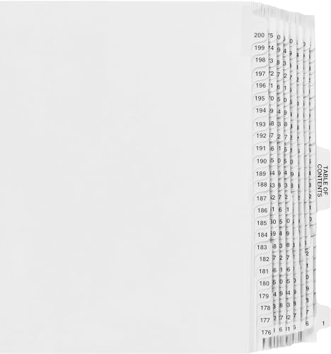 Exhibitindexes® Side Collated Tabs AVE Style Bold Font 1-200 Made in USA