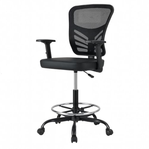 BECOMFORT Drafting Chair with Footrest Ring, Ergonomic Mesh Office Chair