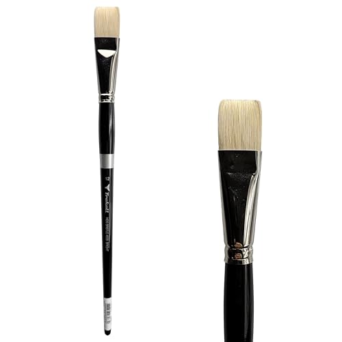 Trekell Hog Bristle Long Handle Artist Brushes for Oil Painting Bright - 400B Series / 12