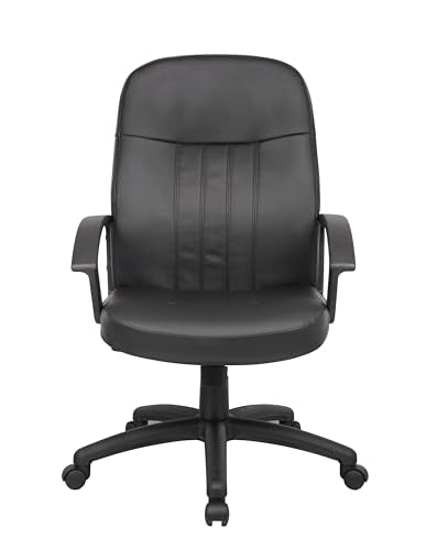 Boss Office Products B8106 Executive Leather Budged Chair in Black, Mid-Back