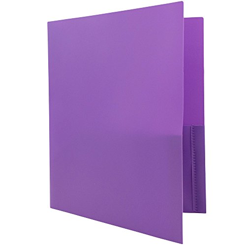 JAM PAPER Plastic 2 Pocket POP Folders - Durable School Folders - Purple - Bulk 96/Pack