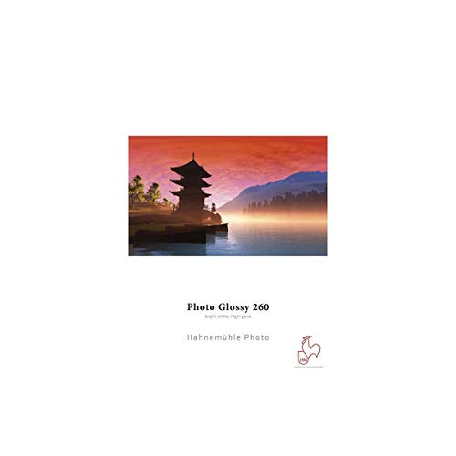 Hahnemuhle Photo Glossy 260 High Gloss Inkjet Paper, 10.4 mil, 260gsm, Bright White, 17x22", 25 Sheets
