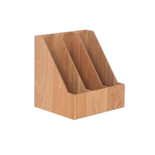 File Rack File Holder 3 Vertical Compartments Magazine File Holder,Desk Organizer Document Folder Letter Trays(Natural)