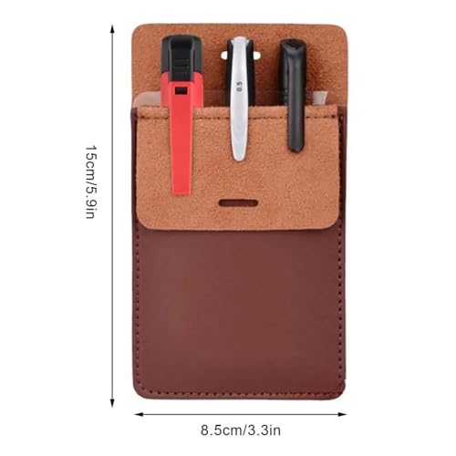Bingche 6pcs Chest Pencil Case Lab Coat Pen Storage Pouch Organizer for Shirts Pu Leather Pocket Protector for School Office(Black+Brown)