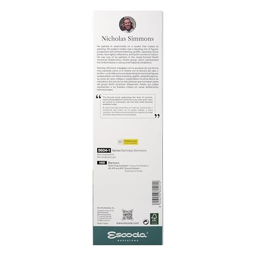 Escoda Signature Series Artist Watercolor Brush Set, Nicholas Simmons Set #1, Barroco Synthetic Gold Toray, Size (Round(8, 12, 20