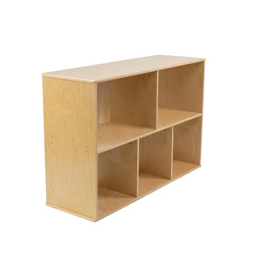 FDP Birch 5-Compartment Storage Cabinet 30 inch Height Organize Books, Toys, Games, Art Supplies, Durable, Sturdy Furniture for Home, Daycare, Preschool, Montessori Classroom - Natural, 15933-NT