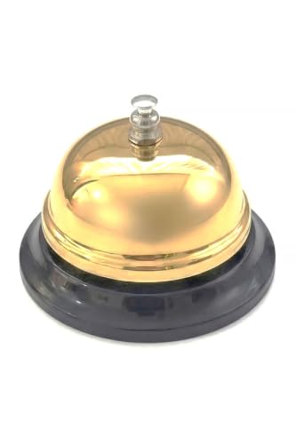 Metal Table Call Bell 3.15 Inch Diameter | Reception Bell for Hotels Offices Stores Clinics Cafes | Training Aid for Pets and | Gold Finish