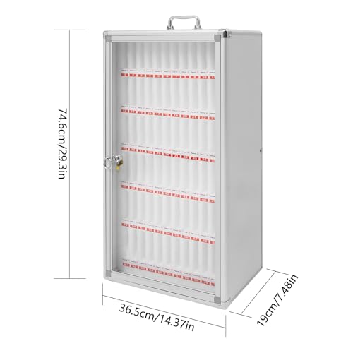 MhdunueSK 72 Slots Aluminum Alloy Pocket Chart, Cell Phone Locker for Classroom, Storage Cabinet for Cell Phones, Wall-Mounted with a Locked