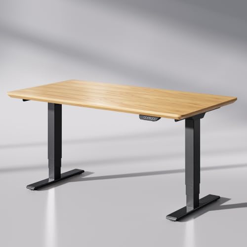 FLEXISPOT E6 MAX Solid White Oak Wood Dual Motor Standing Desk, 55 x 28