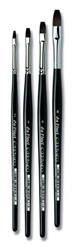 da Vinci Brushes 5898 Casaneo Flat (Sizes 2,4,6,8) Artist Brush Set, Black, 4