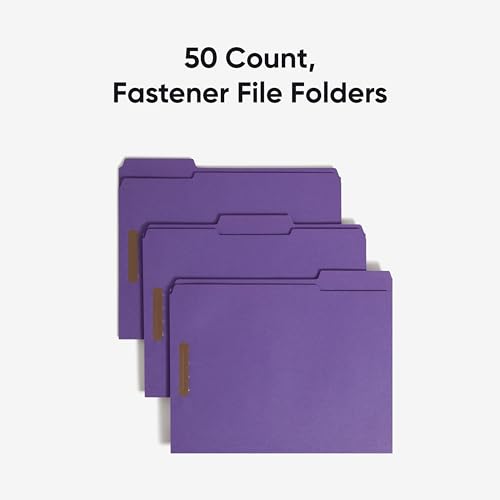 Smead Purple Fastener File Folders with Prongs, 3 Tab Letter Size