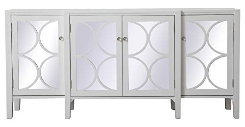 72 Inch Mirrored Credenza in White White