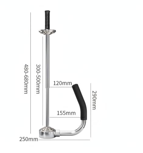 Handheld Stretch Film Dispenser, Adjustable Height, with 2 Film Cutters, Durable Stainless Steel, for Pallet Wrapping