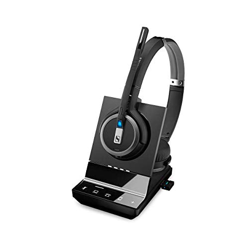 Sennheiser SDW 5066 (507024) - Double-Sided (Binaural) Wireless Dect Headset for Desk Phone Softphone/PC & Mobile Phone Connection Dual Microphone Ultra Noise Cancelling, Black