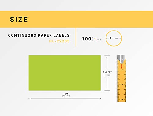 HouseLabels Compatible with Brother DK-2205, Green, 2-4/9" x 100'