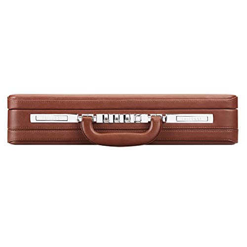 YUEMAI Hard Attache Bonded Leather Briefcases for Men Women/Slim Hard-Sided Laptop Brief Case with Combination Locks - Brown
