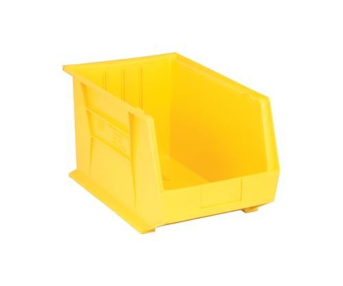 Aviditi Plastic Stack/Hang Storage Bin Containers, 18 x 11 x 10 Inches, Yellow, Pack of 4, for Organizing Homes, Offices, Garages and Classrooms