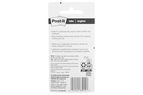 Post-it Tabs 686A-ALYR Filing Angle, 2 in. Wide, Multi-Color, 24-Pack