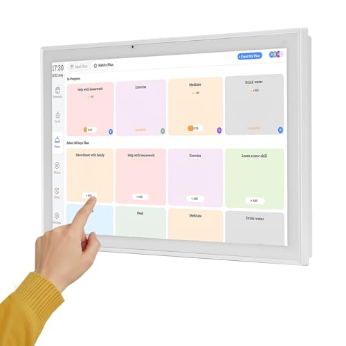 21.5 Inch Interactive Touchscreen Smart Digital Calendar, Wall Desk Mountable Electronic Chore Chart, Intelligent Family Organizer for Daily Meal Planner and Home Schedule Management