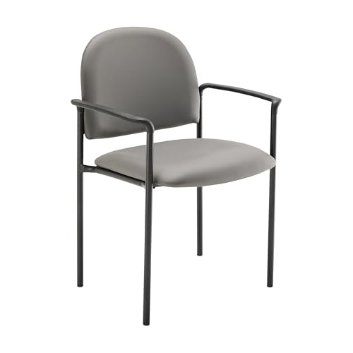 Flash Furniture Steel Stackable Reception Chair with Arms, Gray Vinyl