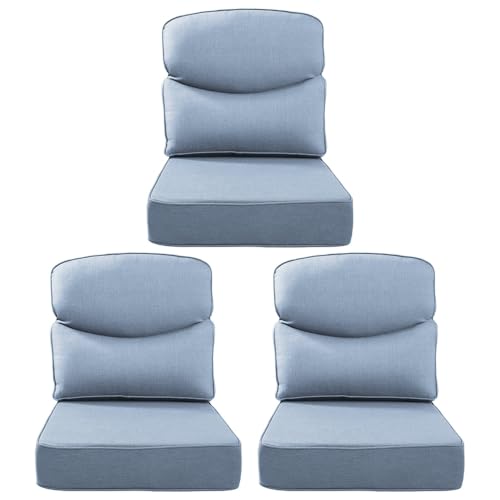6 in Extra Thick Indoor Outdoor Patio Seat Cushions & Back Pillow Set of 3