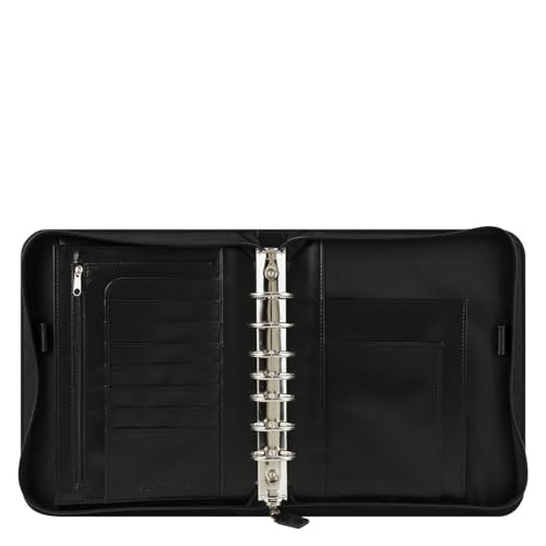 FranklinCovey - FC Signature Ring-Bound Binder for FranklinCovey Planners | Leather - Zipper Binder (Classic, Black)