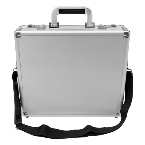 GXFCHYL Locking Briefcase with Dual Combination Lock, Aluminum Briefcase Portable Locking Storage Totes for Business Travelling & Meeting (Silver White)