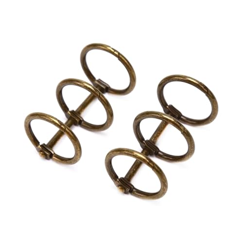 A6 Binder Rings 15Pcs Metal Loose Leaf Book Binder 3 Rings Scrapbook Clips DIY Three-Ring Buckle Calendar Ring for Notebook(Bronze)