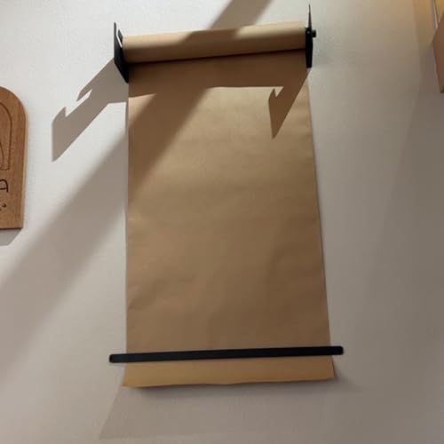 Brown Kraft Paper Roll 14 26 38 50 Inch Wide Holder, Cafe/Restaurant Paper Roll Dispenser with Cutter for Menu Notes, Wall Mounted Note Paper Roll Vertical(Frame Wide-37cm(14 3/5in))