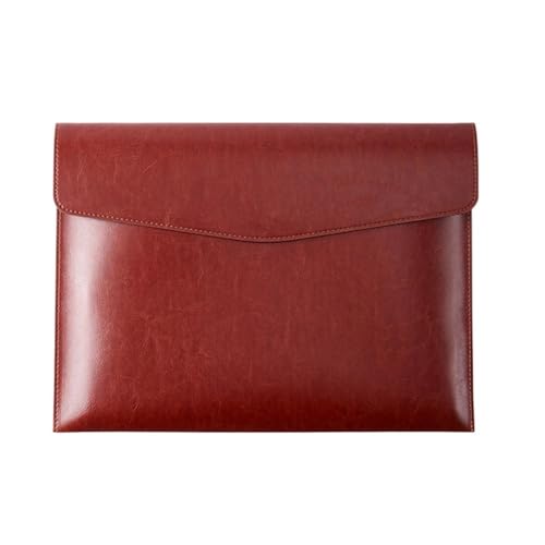 UWYTGF File Folder A4 Leather Filing Envelopes Briefcase Pouch Business Felt Folder Snap Large Capacity Document Bag Office Supplies File Organizer File Expanding,Brown