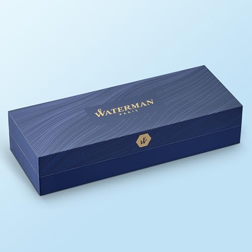 Waterman Hémisphère Fountain Pen Black with Gold Trim Medium Nib Blue Ink Gift Box