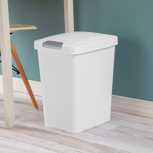 Sterilite TouchTop Plastic Wastebasket, 7.5 Gallon, White, 8-Pack