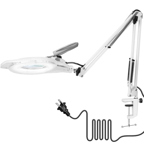 KIRKAS LED Magnifying Lamp with Clamp, 2,200 Lumens Dimmable 28in 12X