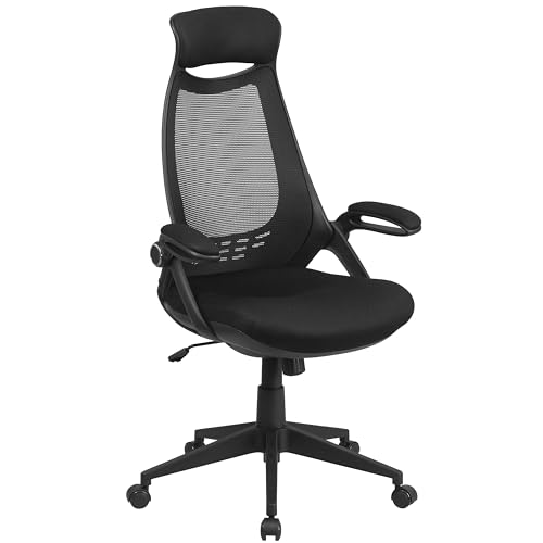 Flash Furniture High Back Mesh Executive Office Chair, with Arms, Black