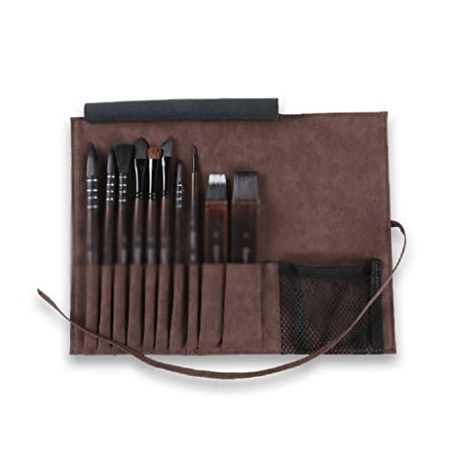 FENOKD 10-Piece Set of Watercolor Brushes Mop Art Pen Set Oil Painting Pen Student Supplies (D 14cm)