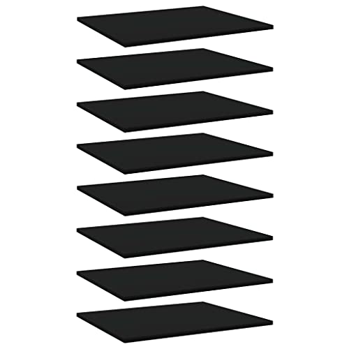 WXGTBKPR Set of 8 Wall Mounted Shelves, 23.6 Inch Engineered Wood Storage Board for Books and Display, Matte Black Minimalist Shelving Unit (Brackets Not Included)