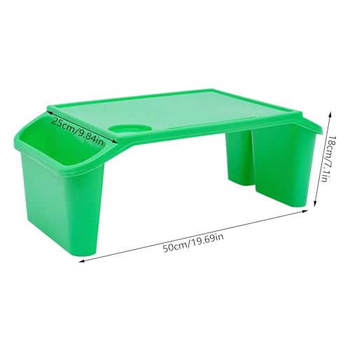 12 Pcs Kids Lap Desk Tray, Plastic Breakfast Laptop Trays, Portable Snack Lap Bed Table with Side Pockets and Slot for Eating, Writing, Drawing, Game (Green)