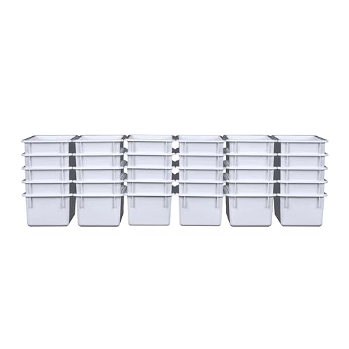 Wood Designs Cubby Storage Bin, Heavy Duty Plastic Containers for Kids White Cubby Tray Set of 30