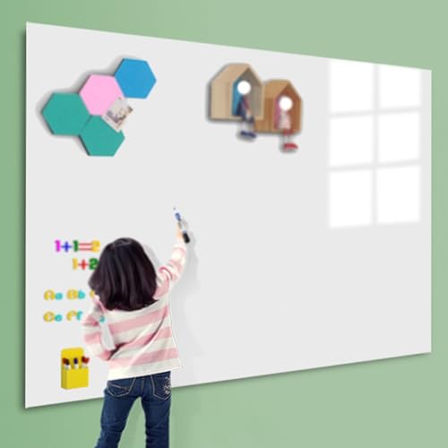 Removable Sticky whiteboard Film, Electrostatic Self Adhesive Dry Erase Whiteboard Contact Paper Roll White Multiple Sizes(23.7x196.9IN(0.6x5m))