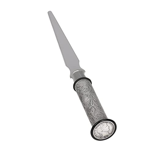 American Coin Treasures Coin Letter Opener Barber Dime- Antiqued Silvertone Brass Handle-Genuine United States Coin